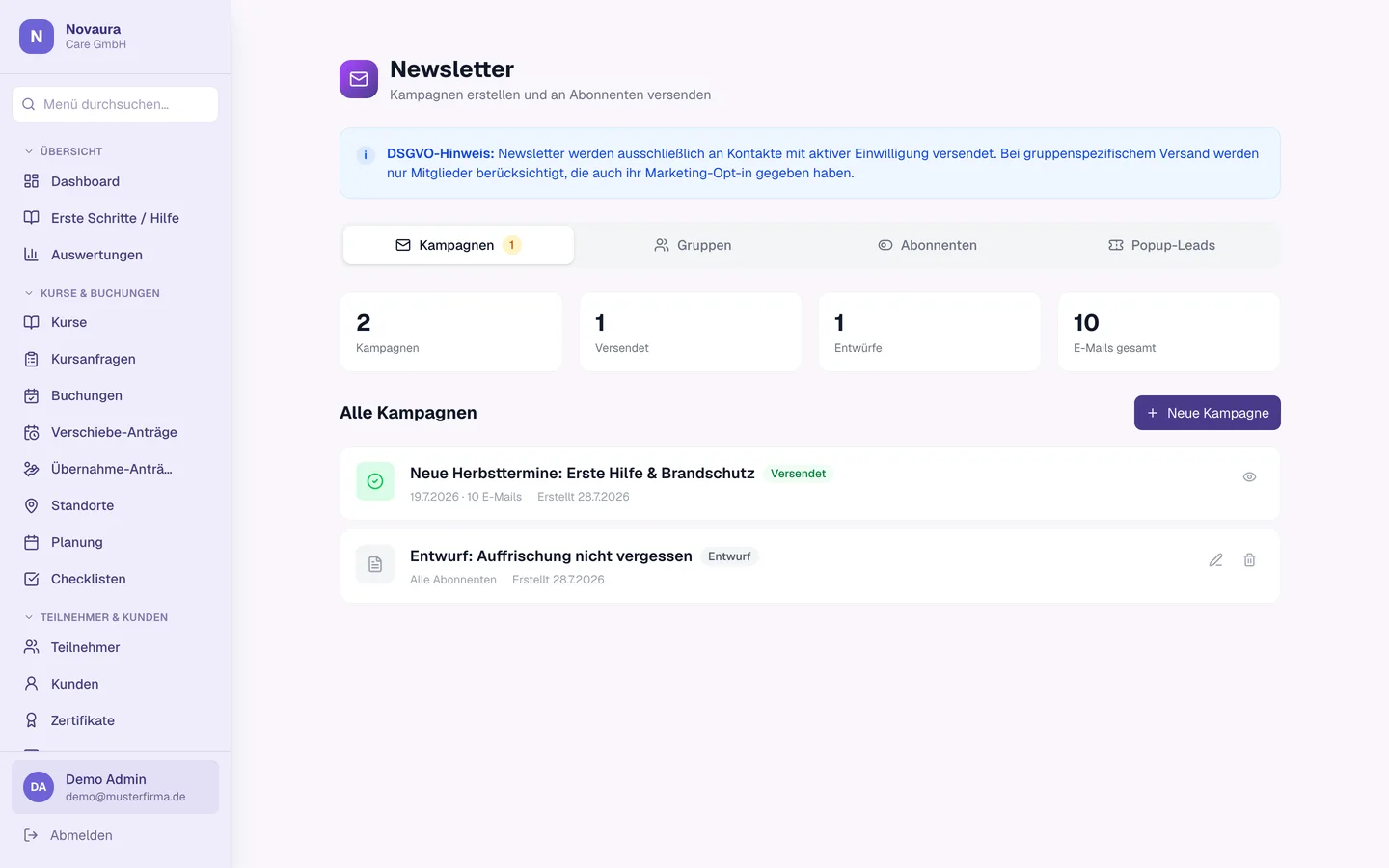 Newsletter: Kampagnen an Kunden und Abonnenten, DSGVO-konform.